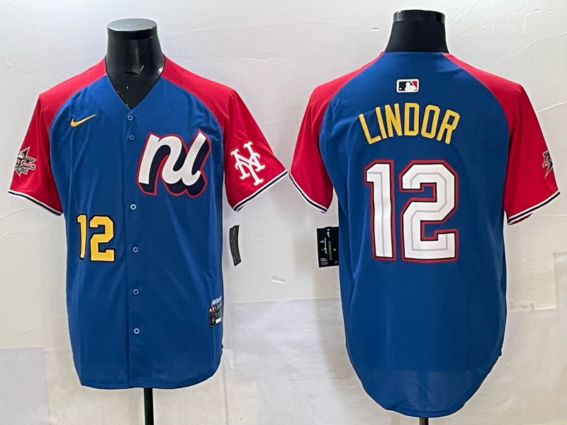 Men New York Mets #12 Lindor Blue white All star 2025 Nike MLB Jersey 008->new york mets->MLB Jersey